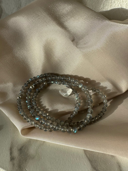 Labradorit Kugelarmband high quality 4-5mm mit 925er Silberperle