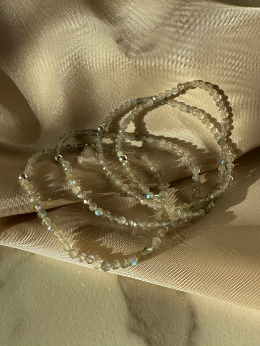 Labradorit Armband facettiert high quality 3mm mit 925 er Silberperle