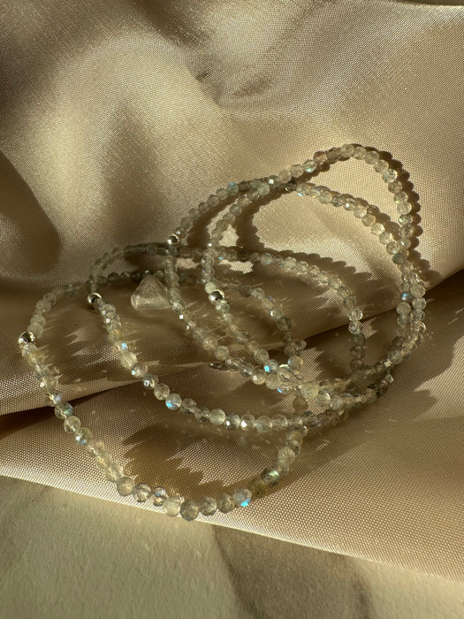 Labradorit Armband facettiert high quality 3mm mit 925 er Silberperle