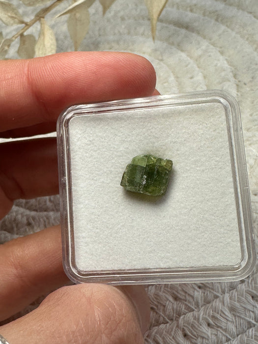 Turmalin grün roh in Acrylbox H10