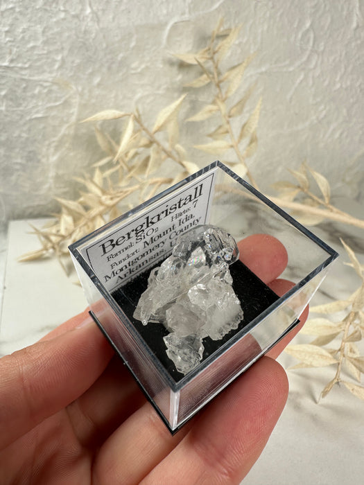 Bergkristall Stufe in Acrylbox F22