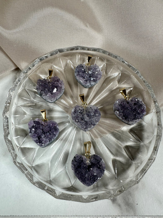 Amethyst Herz Anhänger mit vergoldeter Öse