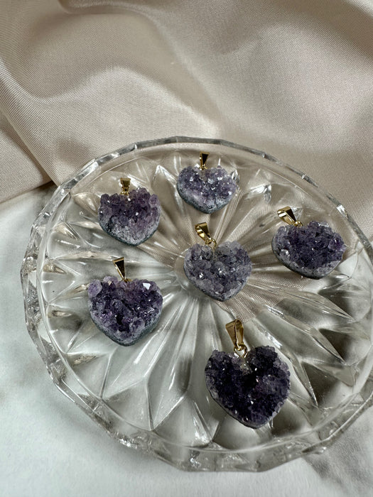 Amethyst Herz Anhänger mit vergoldeter Öse