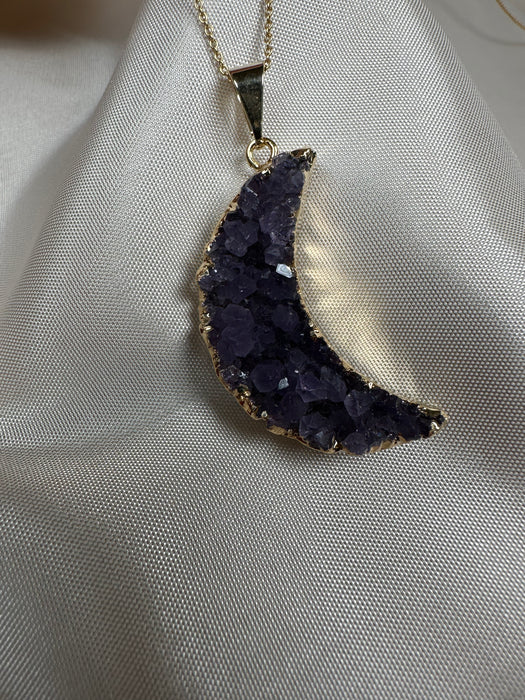 Amethyst Halbmond Anhänger galvanisiert vergoldet M24
