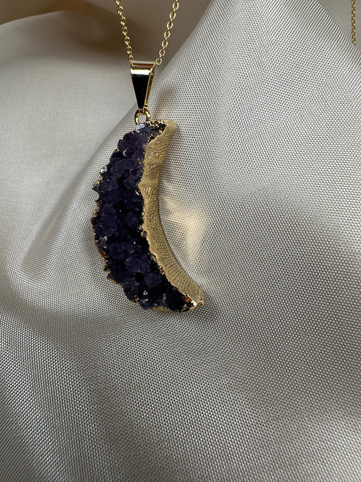 Amethyst Halbmond Anhänger galvanisiert vergoldet M24