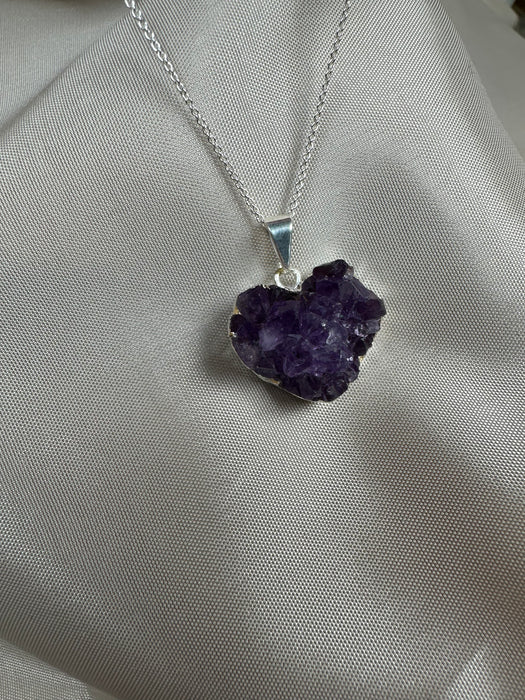 Amethyst Herz Anhänger galvanisiert versilbert D19