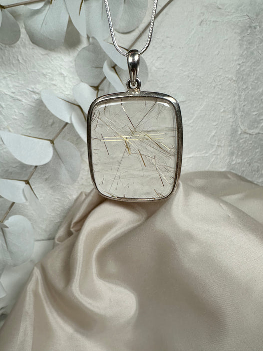 Rutilquarz Anhänger high quality mit 925er Silber Schlangenkette B139