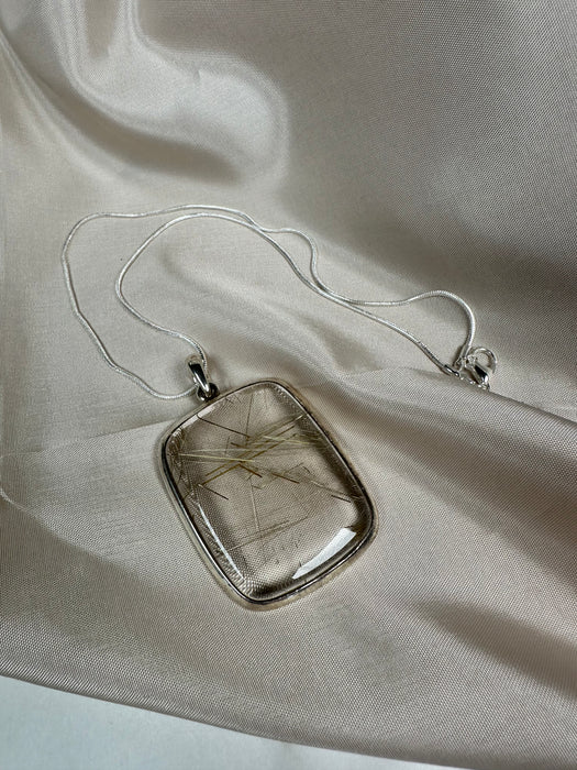 Rutilquarz Anhänger high quality mit 925er Silber Schlangenkette B139