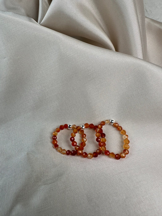 Carneol Perlenring elastisch mit 925er Silberperle