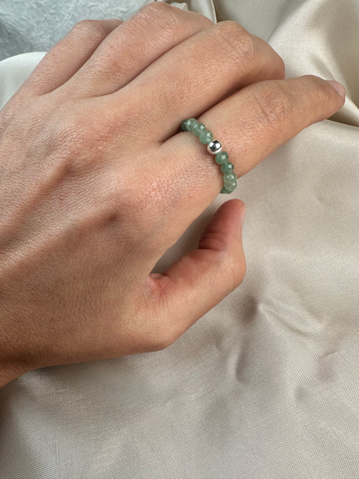 Aventurin Perlenring elastisch mit 925er Silberperle