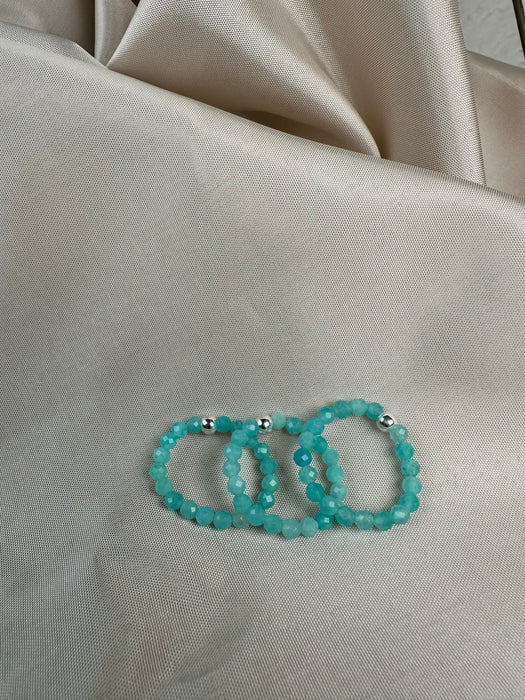 Amazonit Perlenring elastisch mit 925er Silberperle