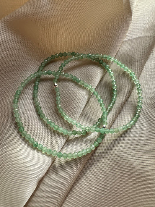 Aventurin Armband facettiert 3mm mit 925er Silberperle