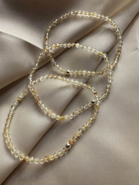 Golden Rutilquarz Armband facettiert 3mm mit 925er Silberperle