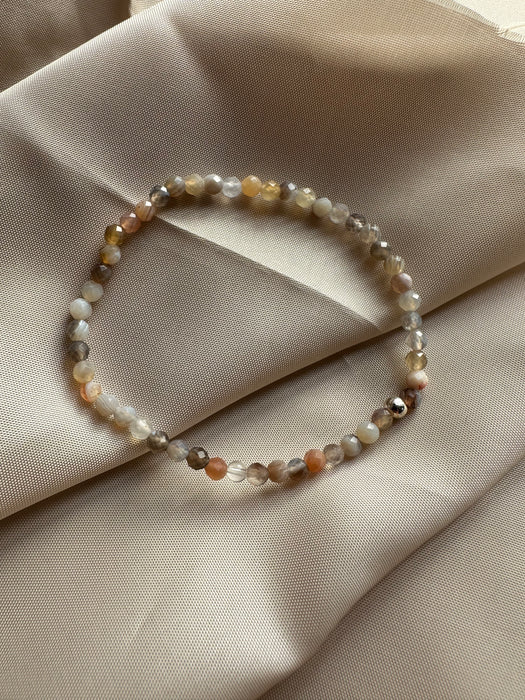 Botswana Achat Armband facettiert 4mm mit 925er Silberperle