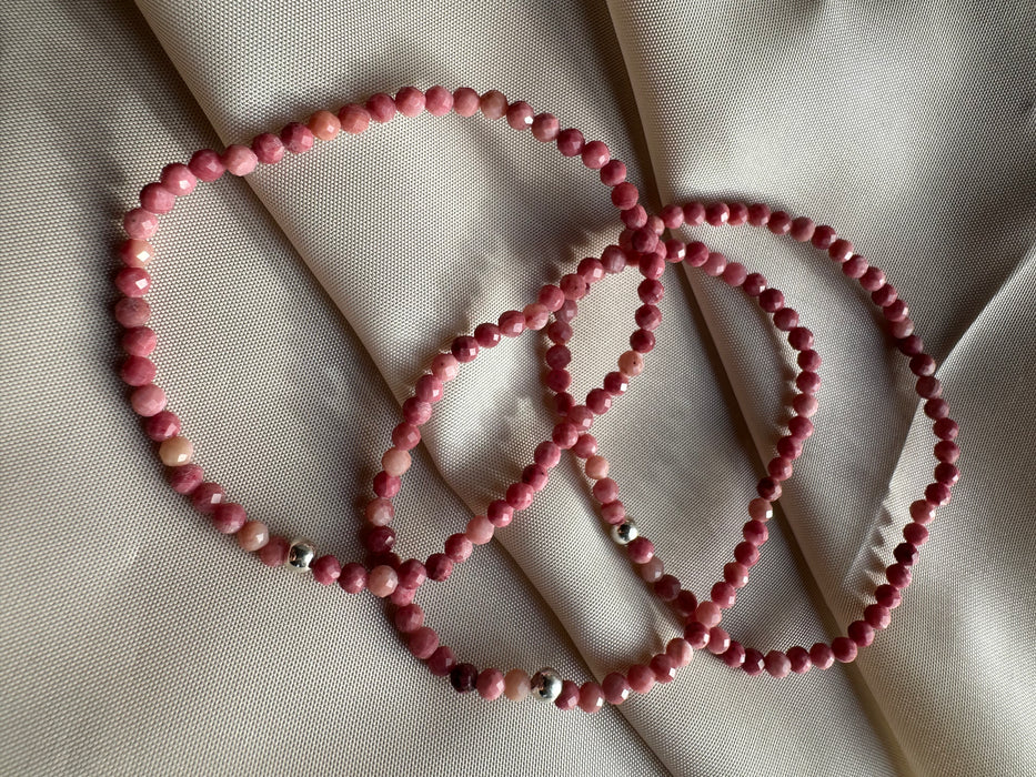 Thulit Armband facettiert 3mm mit 925er Silberperle