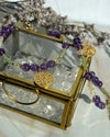Elegantes Lebensbaum-Armband aus Amethyst, Peridot & Citrin, mit vergoldetem 925er Silberverschluss und Lebensbaum-Anhänger.