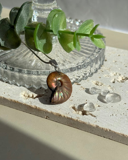 Ammonit Anhänger 2,3 cm mit 925er Silberöse – Fossiles Naturstein Schmuck Unikat